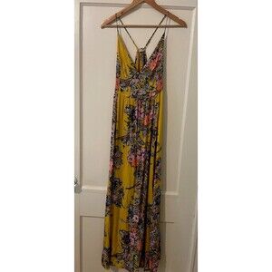 Free People Intimately Through the Vine Printed Maxi Dress Yellow Women's Small